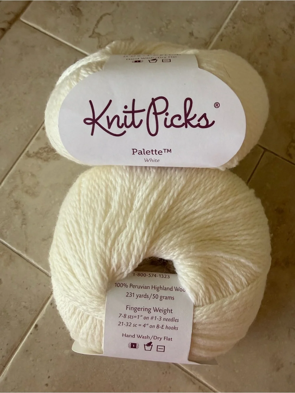 Knit Picks Palette White Peruvian Highland Wool Yarn - Fingering Weight